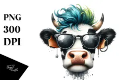Funny Cow with Bow and Tie, Transparent PNG Product Image 1