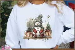Vintage Snowman Christmas Png, Christmas Snowman clipart Product Image 1