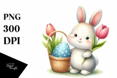 Easter Bunny Egg Flower, Clipart |T-shirt, Mug PNG Product Image 1