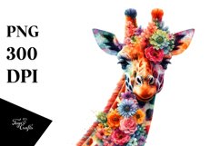 Floral Giraffe Watercolor Clipart Product Image 1
