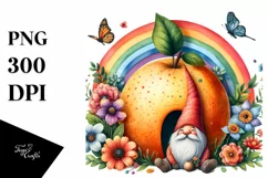 Gnome House Rainbow Fruit Watercolor Clipart Product Image 1