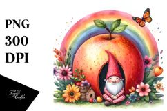 Gnome House Rainbow Fruit Watercolor Clipart Product Image 1