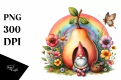 Gnome House Rainbow Fruit Watercolor Clipart Product Image 1