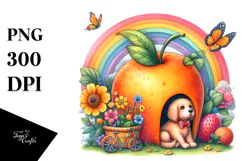 Dog House Rainbow Fruit Watercolor Clipart Product Image 1