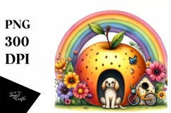 Dog House Rainbow Fruit Watercolor Clipart Product Image 3