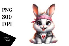 Energetic Baby Rabbit with Punk Look, Transparent PNG Product Image 1