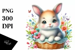Colorful Baby Bunny in Basket | Clipart Product Image 3