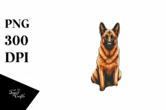 Malinois Sitting in Sand Watercolor Clipart Product Image 1