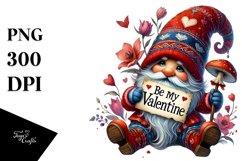 Detailed Valentines Gnome with Hat, PNG Product Image 1