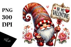 Detailed Valentines Gnome with Hat, PNG Product Image 1
