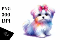 Vibrant Cute Watercolor Maltese Clipart Product Image 1