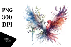 Colorful Bird Painting PNG Product Image 1