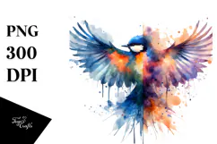 Colorful Bird Painting PNG Product Image 1