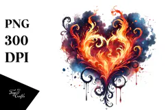 Red Glossy Fire Heart Digital Painting PNG Product Image 1