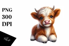 Colorful Baby Highland Cow | Clipart Product Image 1