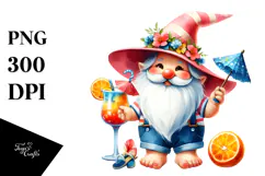 Whimsical Gnome Drinking a Cocktail PNG Product Image 1