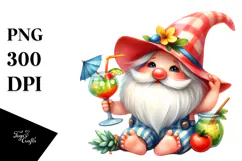 Whimsical Gnome with Cocktail, High-Res PNG Product Image 1