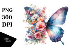 Colorful Butterfly with Flowers PNG Product Image 1