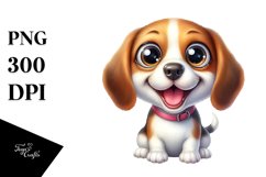 Cute Crazy Beagle Watercolor Clipart Product Image 1