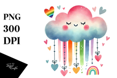 Colorful Boho Watercolor Heart PNG Product Image 1
