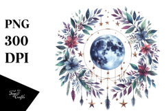 Vibrant Boho Moon Foliage Clipart Product Image 1