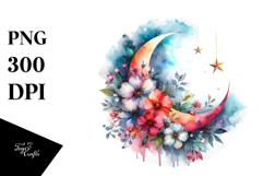 Vibrant Abstract Moon Flowers Clipart Product Image 1