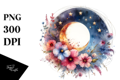 Vibrant Abstract Moon Flowers Clipart Product Image 1