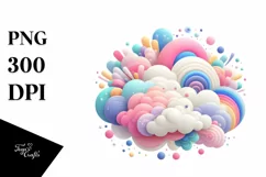 Colorful Wimsicall Pastel Cloud | Sublimation Clipart Product Image 3