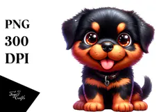 Happy Rottweiler Cartoon, Artistic PNG Product Image 1