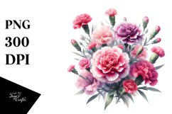 Cute Baby Carnation White Background Watercolor Clipart Product Image 1