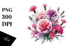 Cute Baby Carnation White Background Watercolor Clipart Product Image 1