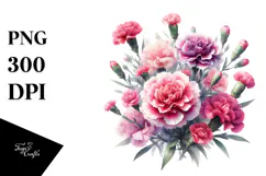 Cute Baby Carnation White Background Watercolor Clipart Product Image 1