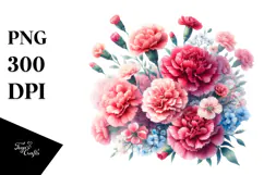 Cute Baby Carnation White Background Watercolor Clipart Product Image 1