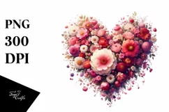 Colorful Floral Hearts, PNG Product Image 1