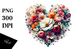Colorful Floral Hearts, PNG Product Image 1