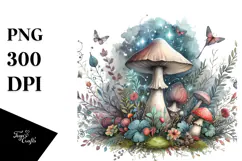 Magical Celestial Mushroom Watercolor PNG Product Image 1