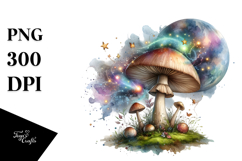 Magical Celestial Mushroom Watercolor PNG Product Image 1