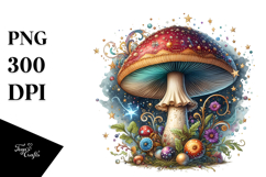 Magical Celestial Mushroom Watercolor PNG Product Image 1
