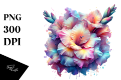 Detailed Vibrant Gladiolus Watercolor PNG Product Image 1