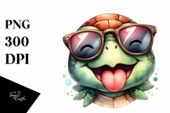 Funny Cute Turtle Portrait Smiling Sunglasses | Clipart Product Image 1