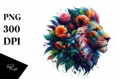 Abstract Vibrant Watercolor Lion PNG Product Image 3