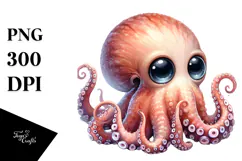 Cute Baby Octopus PNG Product Image 1