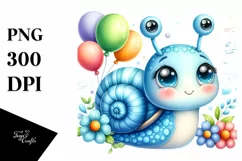 Colorful Baby Snail Balloons Clipart Product Image 1