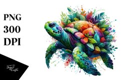 Abstract Vibrant Watercolor Turtle PNG Product Image 3