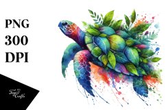 Abstract Vibrant Watercolor Turtle PNG Product Image 1