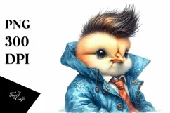 Cute Baby Chicken with Raincoat PNG Product Image 1