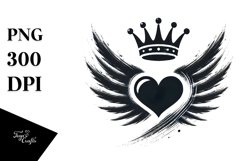 Heart with Wings and Crown, PNG Product Image 1