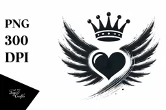 Heart with Wings and Crown, PNG Product Image 1