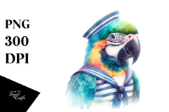 Vibrant Baby Macaw Sailor Suit Watercolor Clipart Product Image 1