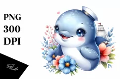 Colorful Baby Dolphin with Sailor | Clipart Product Image 1